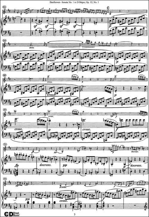Violin-Sonata-No.1-in-D-Major-Op.12-No.1-小提琴+钢琴伴奏-提琴谱