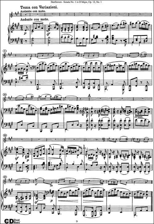 Violin-Sonata-No.1-in-D-Major-Op.12-No.1-小提琴+钢琴伴奏-提琴谱