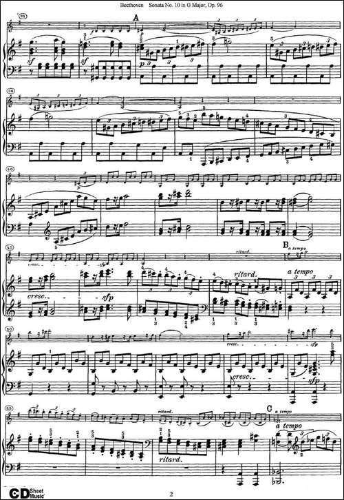 Violin-Sonata-No.10-in-G-Major-Op.96-小提琴+钢琴伴奏-提琴谱