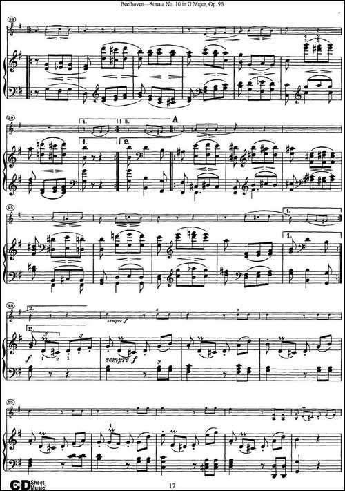 Violin-Sonata-No.10-in-G-Major-Op.96-小提琴+钢琴伴奏-提琴谱