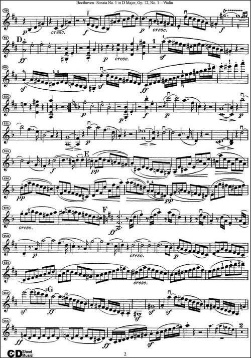 Violin-Sonata-No.1-in-D-Major-Op.12-No.1-提琴谱