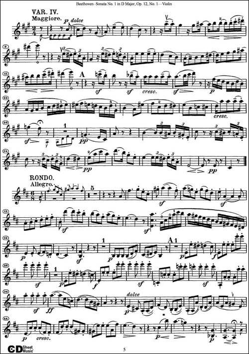 Violin-Sonata-No.1-in-D-Major-Op.12-No.1-提琴谱