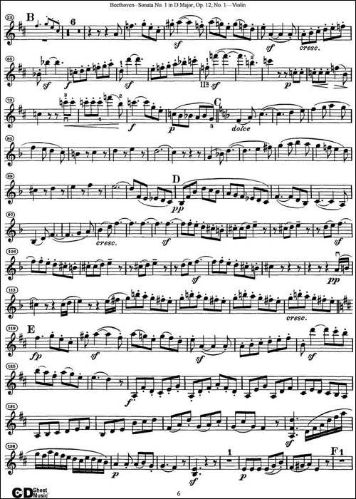 Violin-Sonata-No.1-in-D-Major-Op.12-No.1-提琴谱