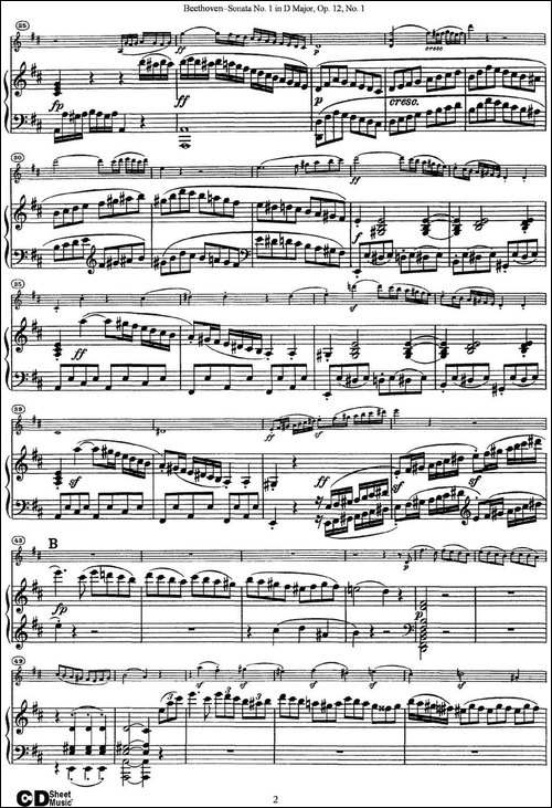 Violin-Sonata-No.1-in-D-Major-Op.12-No.1-小提琴+钢琴伴奏-提琴谱