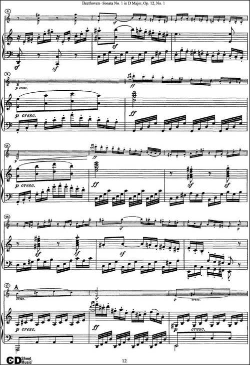 Violin-Sonata-No.1-in-D-Major-Op.12-No.1-小提琴+钢琴伴奏-提琴谱