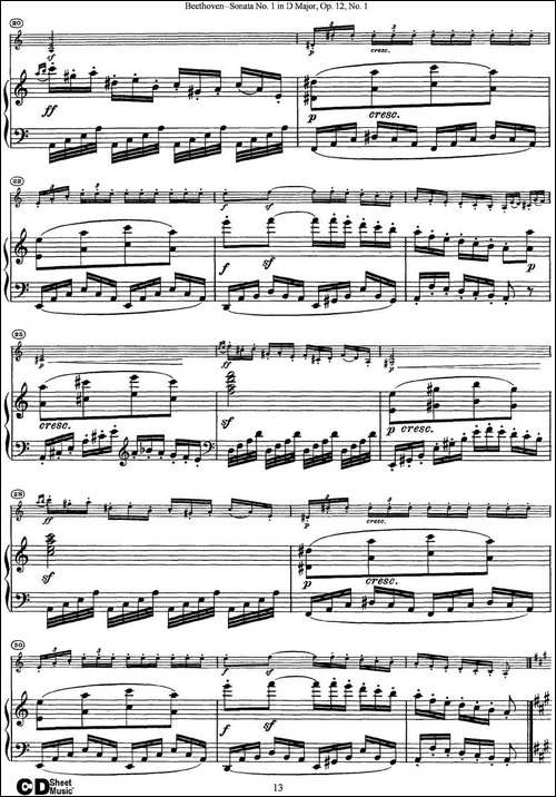 Violin-Sonata-No.1-in-D-Major-Op.12-No.1-小提琴+钢琴伴奏-提琴谱