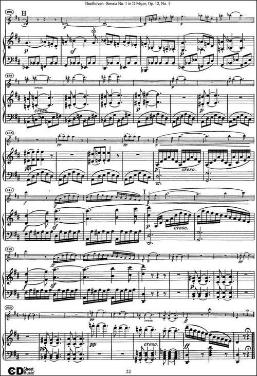 Violin-Sonata-No.1-in-D-Major-Op.12-No.1-小提琴+钢琴伴奏-提琴谱