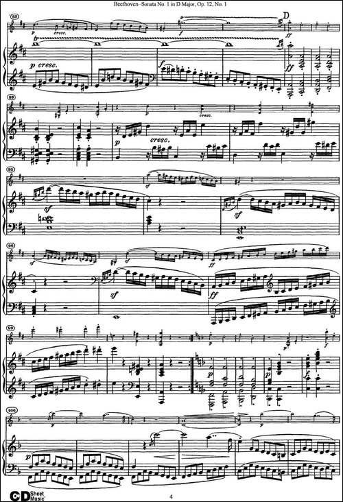 Violin-Sonata-No.1-in-D-Major-Op.12-No.1-小提琴+钢琴伴奏-提琴谱