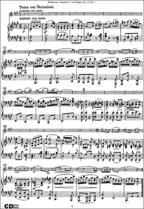 Violin-Sonata-No.1-in-D-Major-Op.12-No.1-小提琴+钢琴伴奏-提琴谱