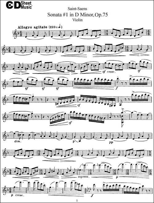 Violin-Sonata-No.1-in-D-Minor-Op.75-提琴谱