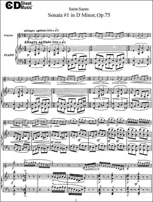 Violin-Sonata-No.1-in-D-Minor-Op.75-小提琴+钢琴伴奏-提琴谱