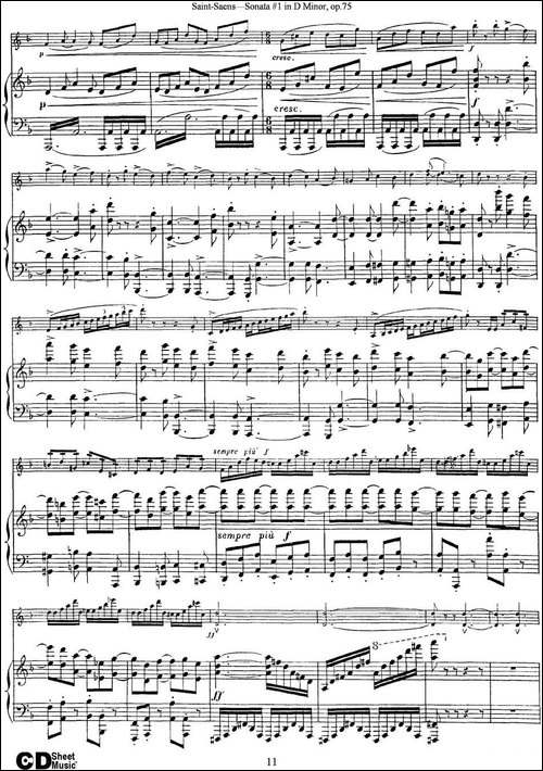 Violin-Sonata-No.1-in-D-Minor-Op.75-小提琴+钢琴伴奏-提琴谱
