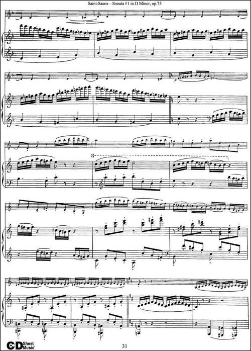 Violin-Sonata-No.1-in-D-Minor-Op.75-小提琴+钢琴伴奏-提琴谱