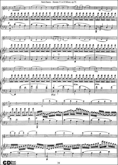 Violin-Sonata-No.1-in-D-Minor-Op.75-小提琴+钢琴伴奏-提琴谱