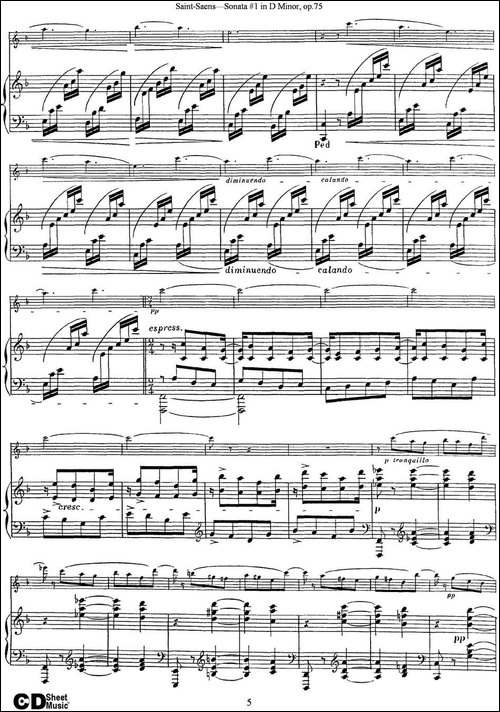 Violin-Sonata-No.1-in-D-Minor-Op.75-小提琴+钢琴伴奏-提琴谱