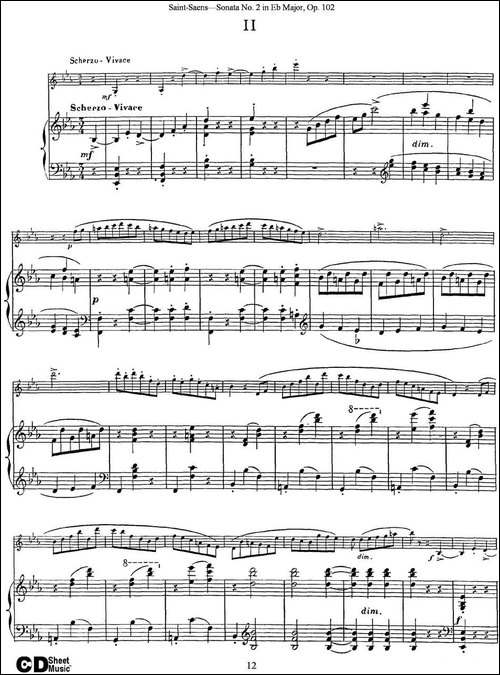 Violin-Sonata-No.2-in-Eb-Major-Op.102-小提琴+钢琴伴奏-提琴谱