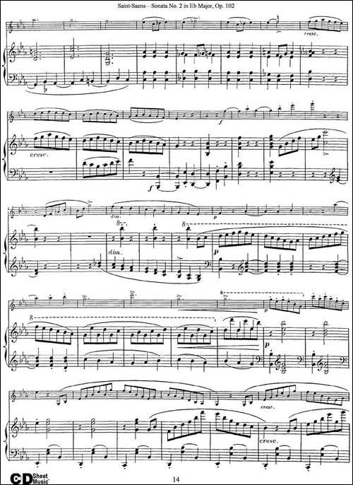 Violin-Sonata-No.2-in-Eb-Major-Op.102-小提琴+钢琴伴奏-提琴谱