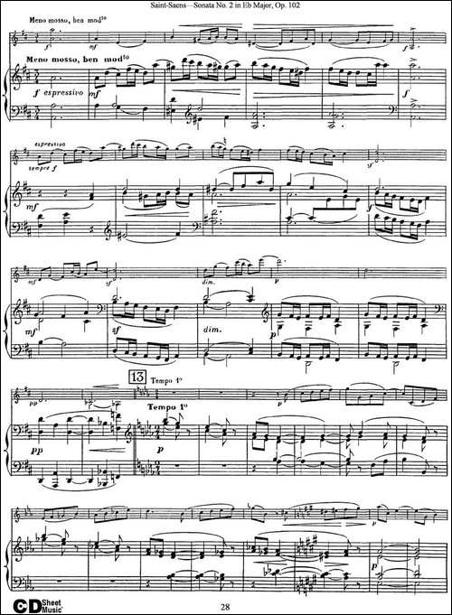 Violin-Sonata-No.2-in-Eb-Major-Op.102-小提琴+钢琴伴奏-提琴谱