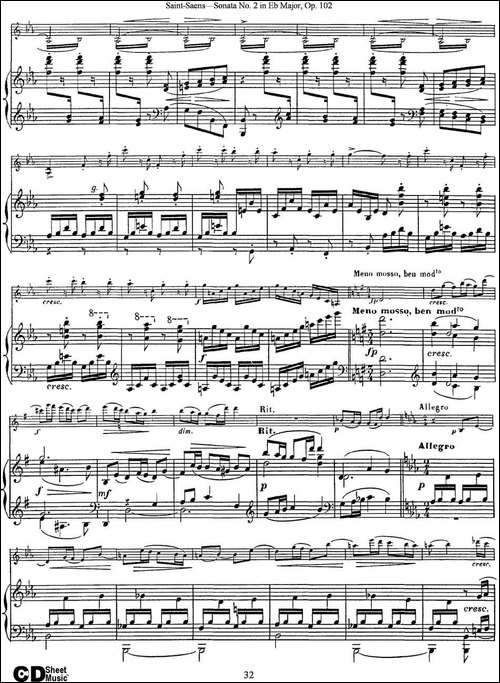 Violin-Sonata-No.2-in-Eb-Major-Op.102-小提琴+钢琴伴奏-提琴谱