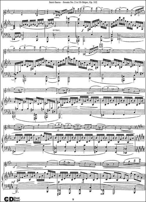 Violin-Sonata-No.2-in-Eb-Major-Op.102-小提琴+钢琴伴奏-提琴谱