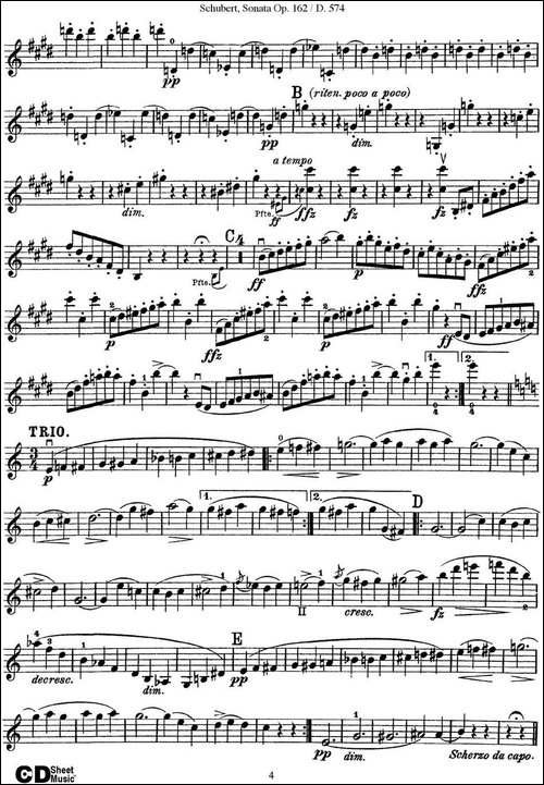 Violin-Sonata-in-A-major-Op.162-D.574-提琴谱
