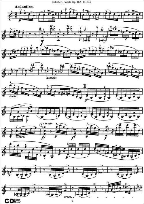 Violin-Sonata-in-A-major-Op.162-D.574-提琴谱