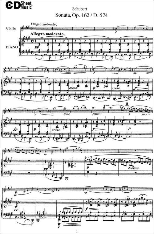 Violin-Sonata-in-A-major-Op.162-D.574-小提琴+钢琴伴奏-提琴谱