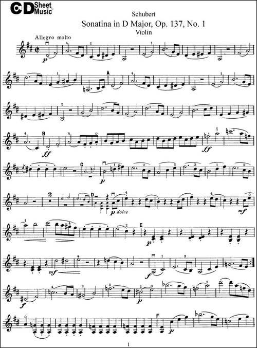 Violin-Sonatina-in-D-major-Op.137-No.1-提琴谱