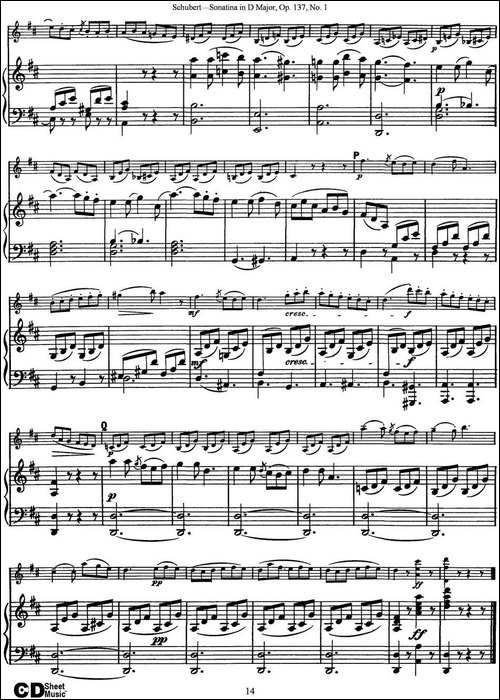 Violin-Sonatina-in-D-major-Op.137-No.1-小提琴+钢琴伴奏-提琴谱