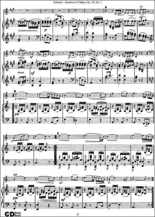 Violin-Sonatina-in-D-major-Op.137-No.1-小提琴+钢琴伴奏-提琴谱