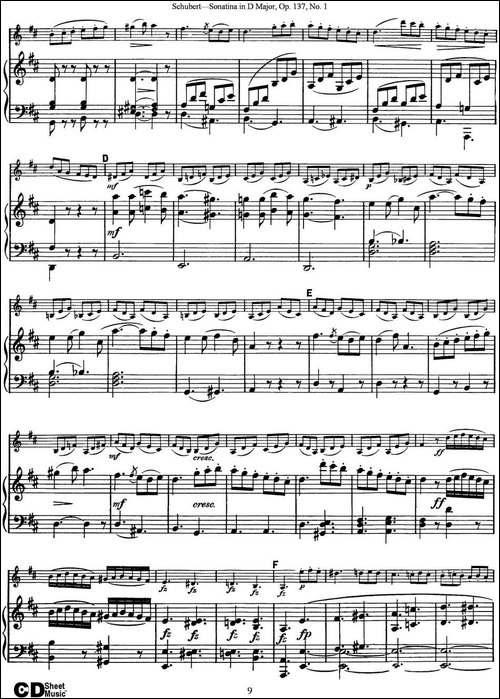 Violin-Sonatina-in-D-major-Op.137-No.1-小提琴+钢琴伴奏-提琴谱