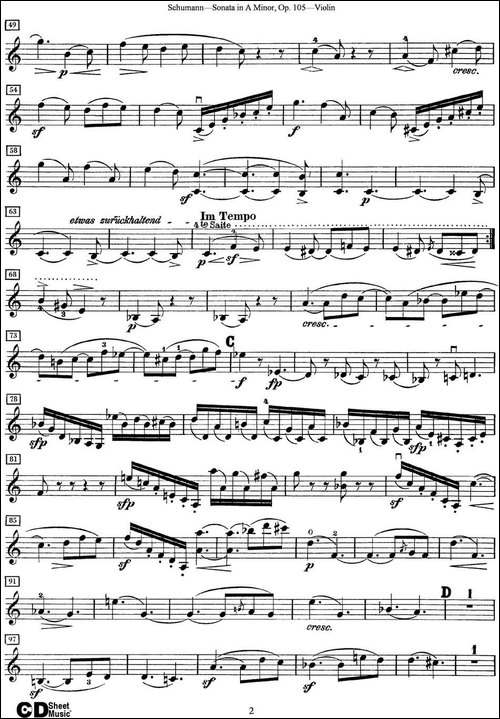 Violin-Sonata-in-A-minor-Op.105-提琴谱
