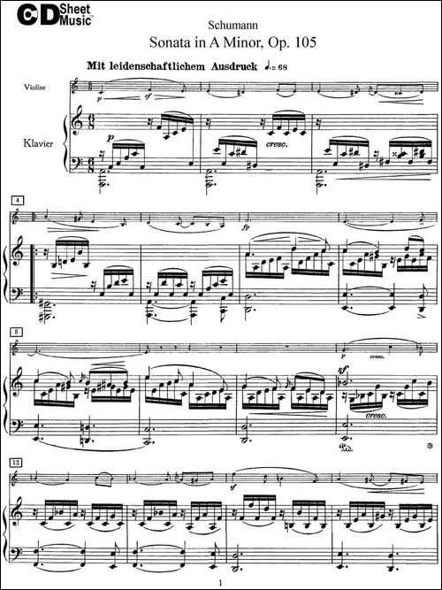 Violin-Sonata-in-A-minor-Op.105-小提琴+钢琴伴奏-提琴谱