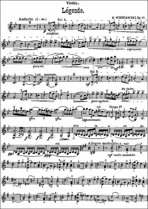 LEGENDE-Op.17-传奇-提琴谱