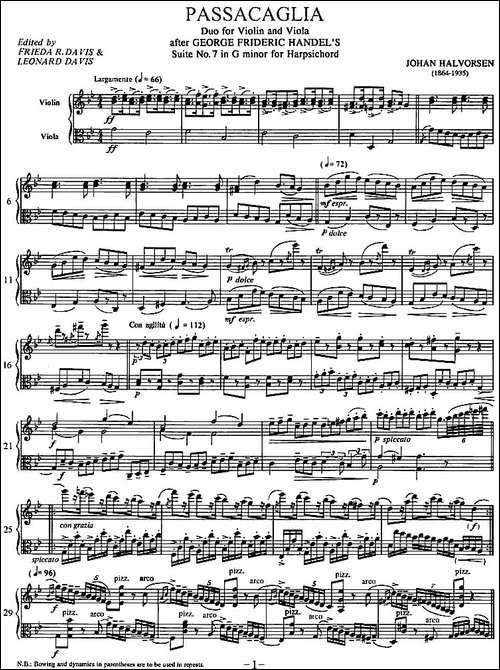 Passacaglia-帕萨卡利亚-小提琴+中提琴-提琴谱