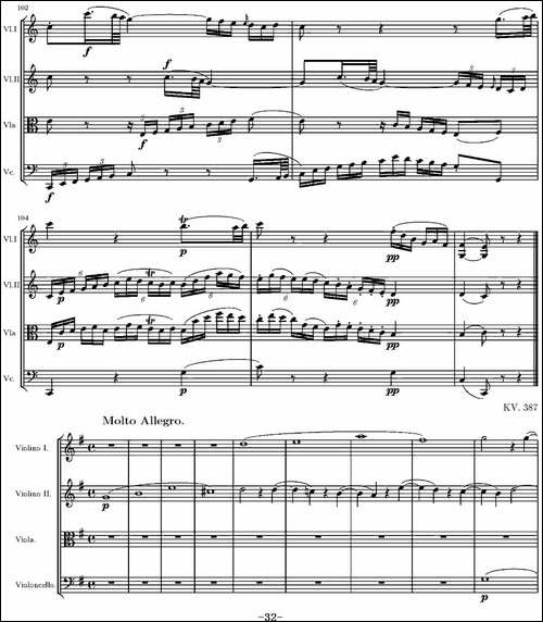 String-Quartet-KV.387-G大调弦乐四重奏-提琴谱