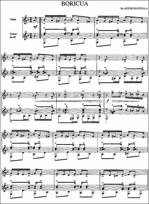 BORICUA-圣地、小提琴+吉他-提琴谱