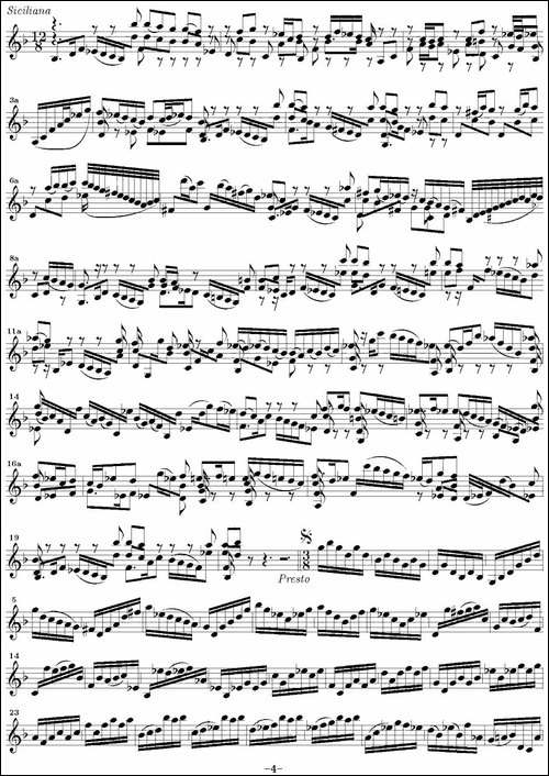Bach-Sonata-BWV1001-无伴奏小提琴组曲-提琴谱