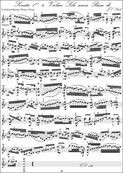 Bach-Sonata-BWV1001-无伴奏小提琴组曲-提琴谱