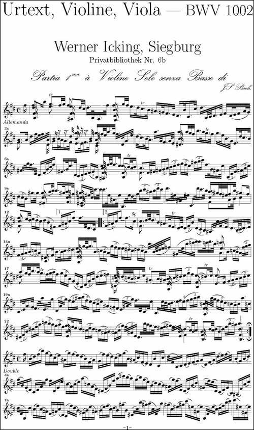 Bach-Sonata-BWV1002-无伴奏小提琴组曲-提琴谱