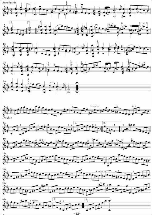 Bach-Sonata-BWV1002-无伴奏小提琴组曲-提琴谱