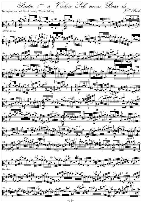 Bach-Sonata-BWV1002-无伴奏小提琴组曲-提琴谱