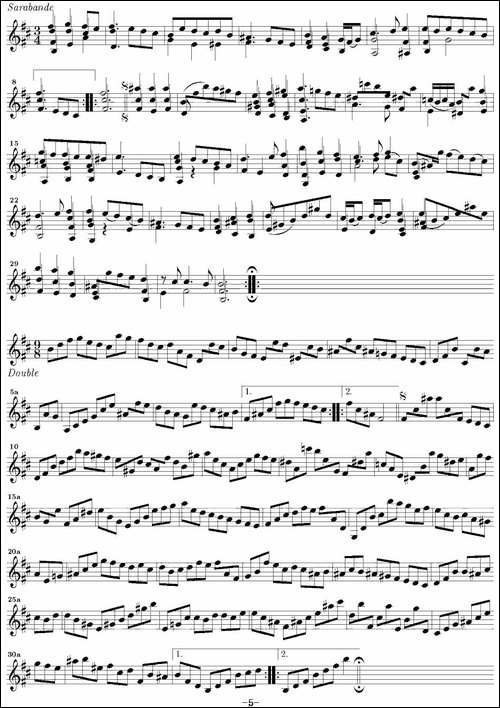 Bach-Sonata-BWV1002-无伴奏小提琴组曲-提琴谱