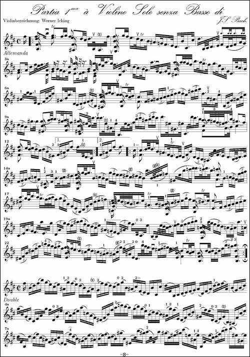 Bach-Sonata-BWV1002-无伴奏小提琴组曲-提琴谱