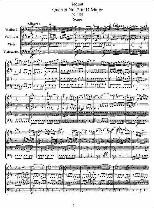 Quartet-No.-2-in-D-Major,-K.-155.-D大调第二弦乐四重奏-提琴谱