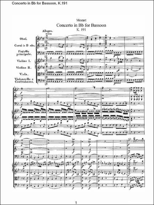 Concerto-in-Bb-for-Bassoon,-K.191-降B大调大管协奏曲-铜管谱