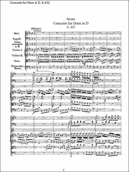 Concerto-for-Horn-in-D,-K.412-D调法国号协奏曲,-K.412-铜管谱