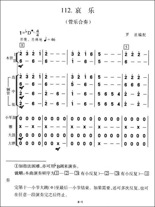 哀乐-管乐合奏-铜管谱