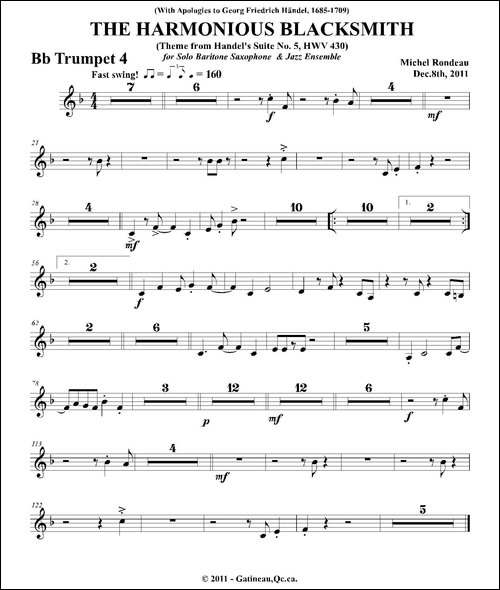THE-HARMONIOUS-BLACKSMITH-第四降B小号分谱-铜管谱