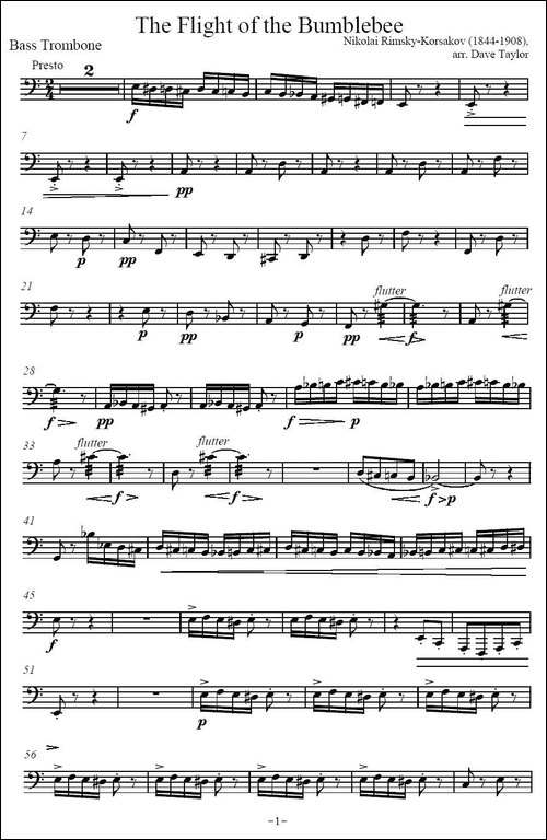 The-Flight-of-the-BumBlebee-低音长号-铜管谱